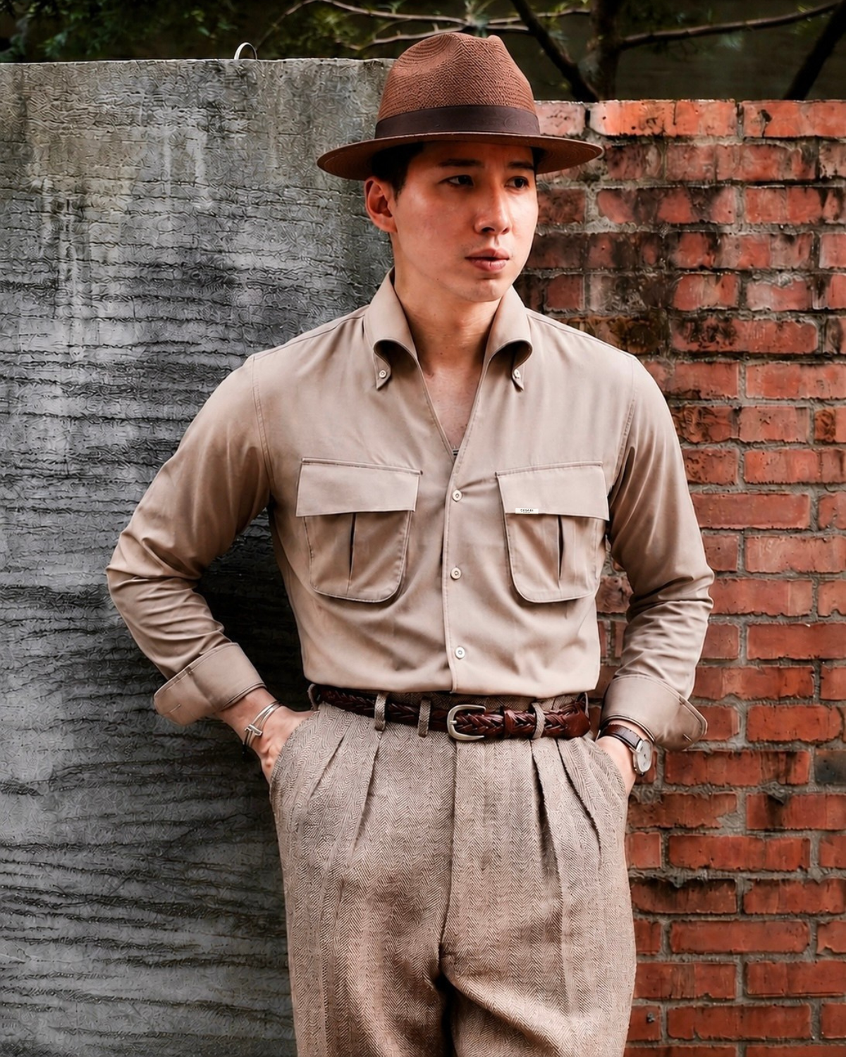 Almond Beige Cooper Collar Shirt