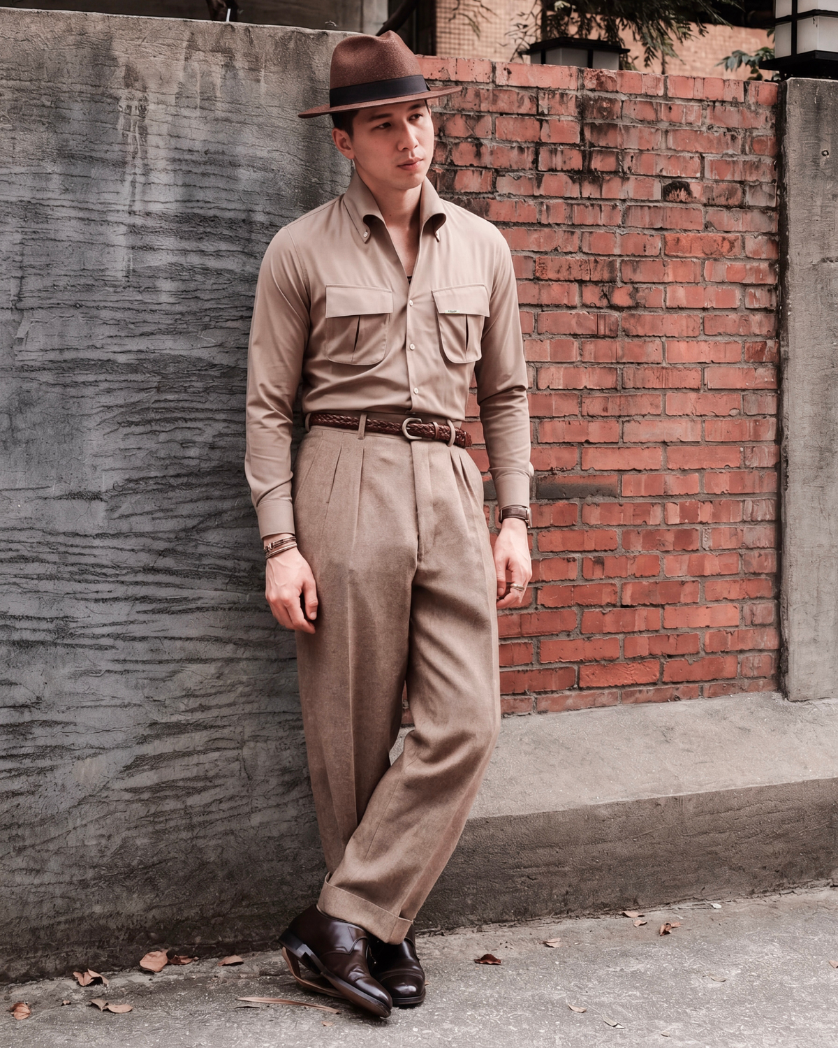 Almond Beige Cooper Collar Shirt