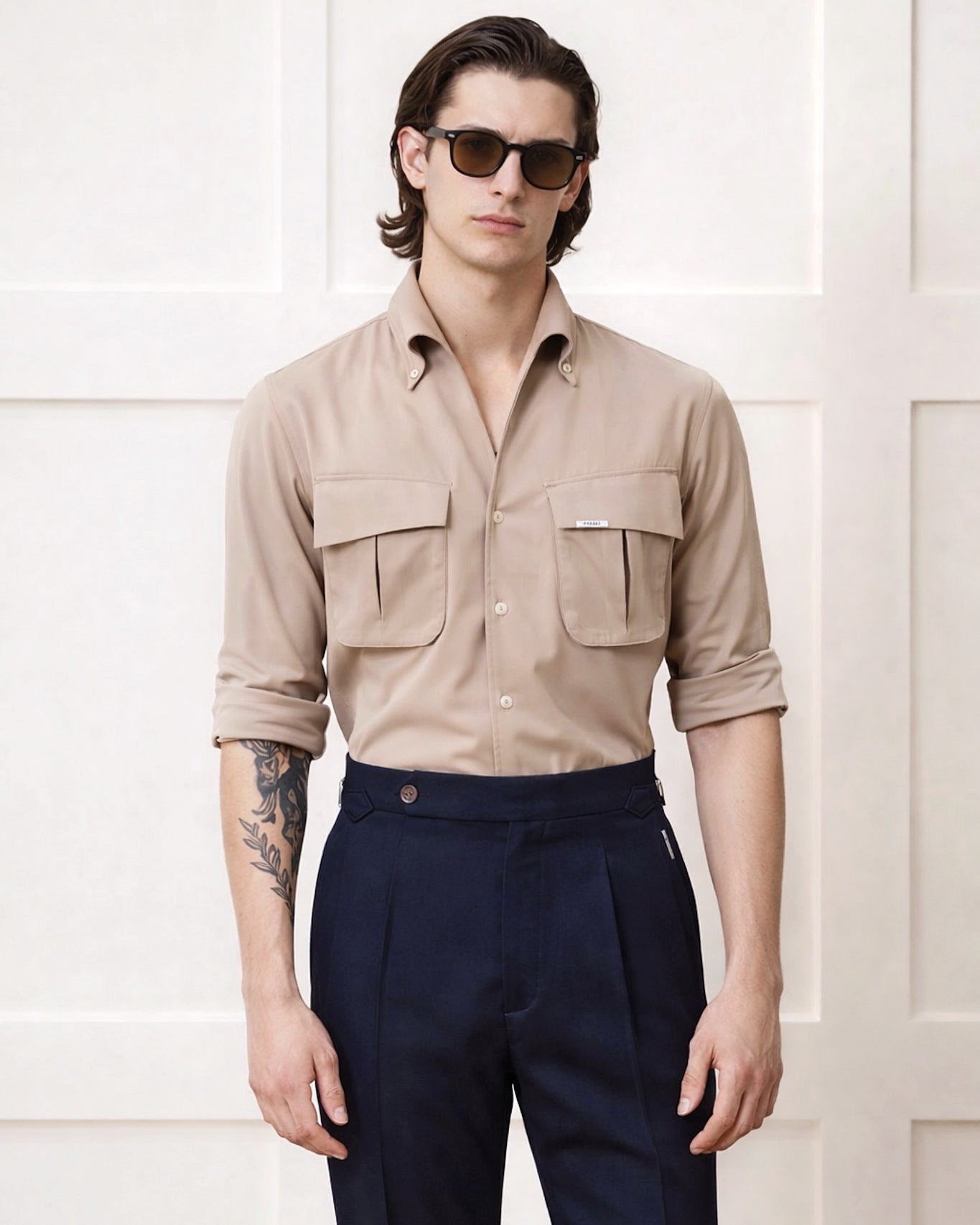 Almond Beige Cooper Collar Shirt