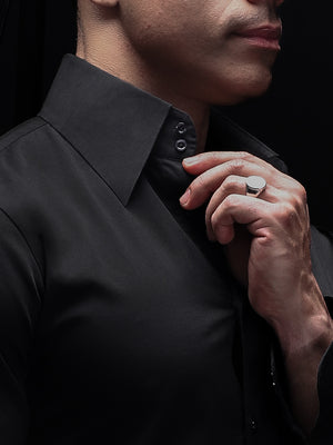Black 2-Buttons High Point Collar Shirt