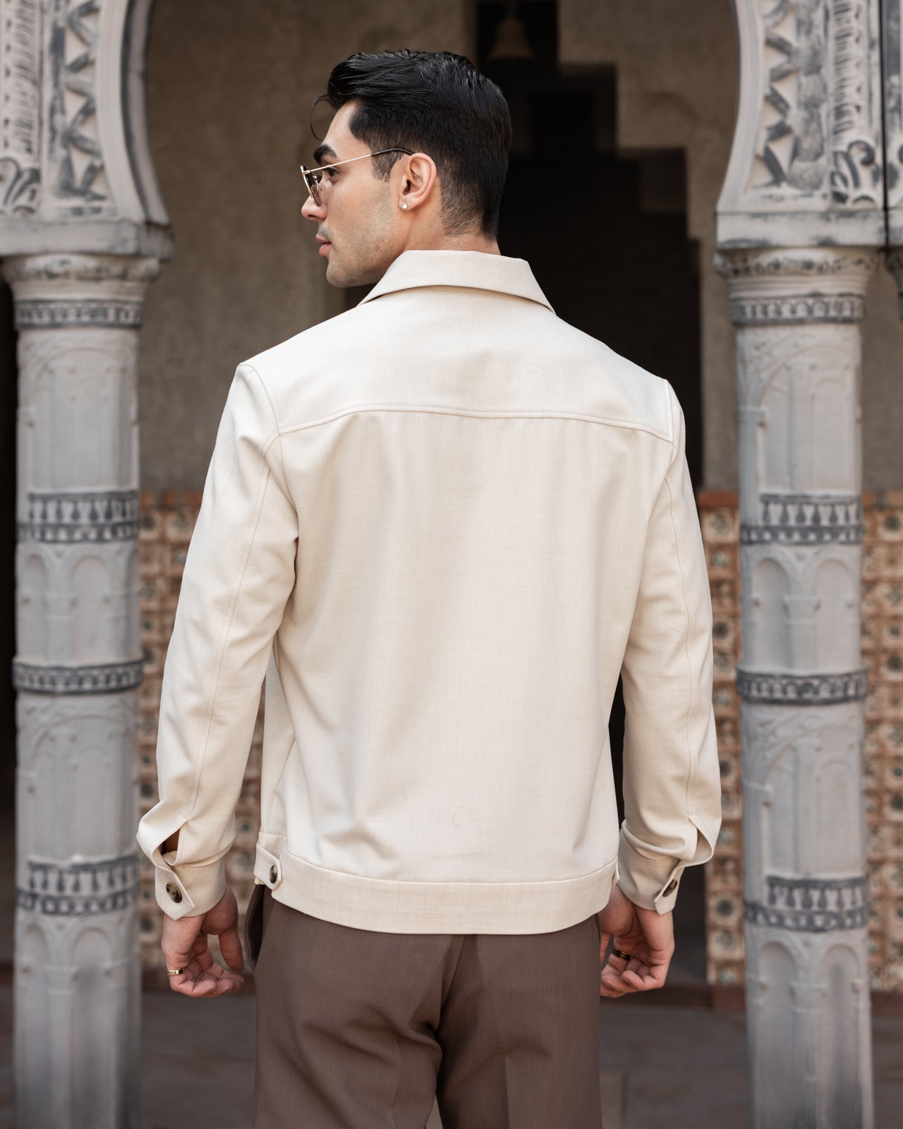 Beige Tailored Trucker Shacket