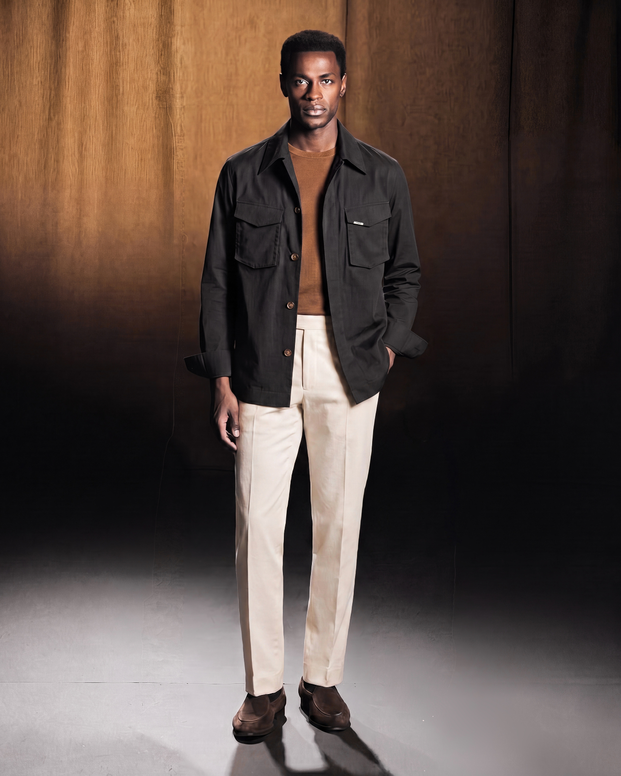 Black Boxy Pockets Elevated Shirt