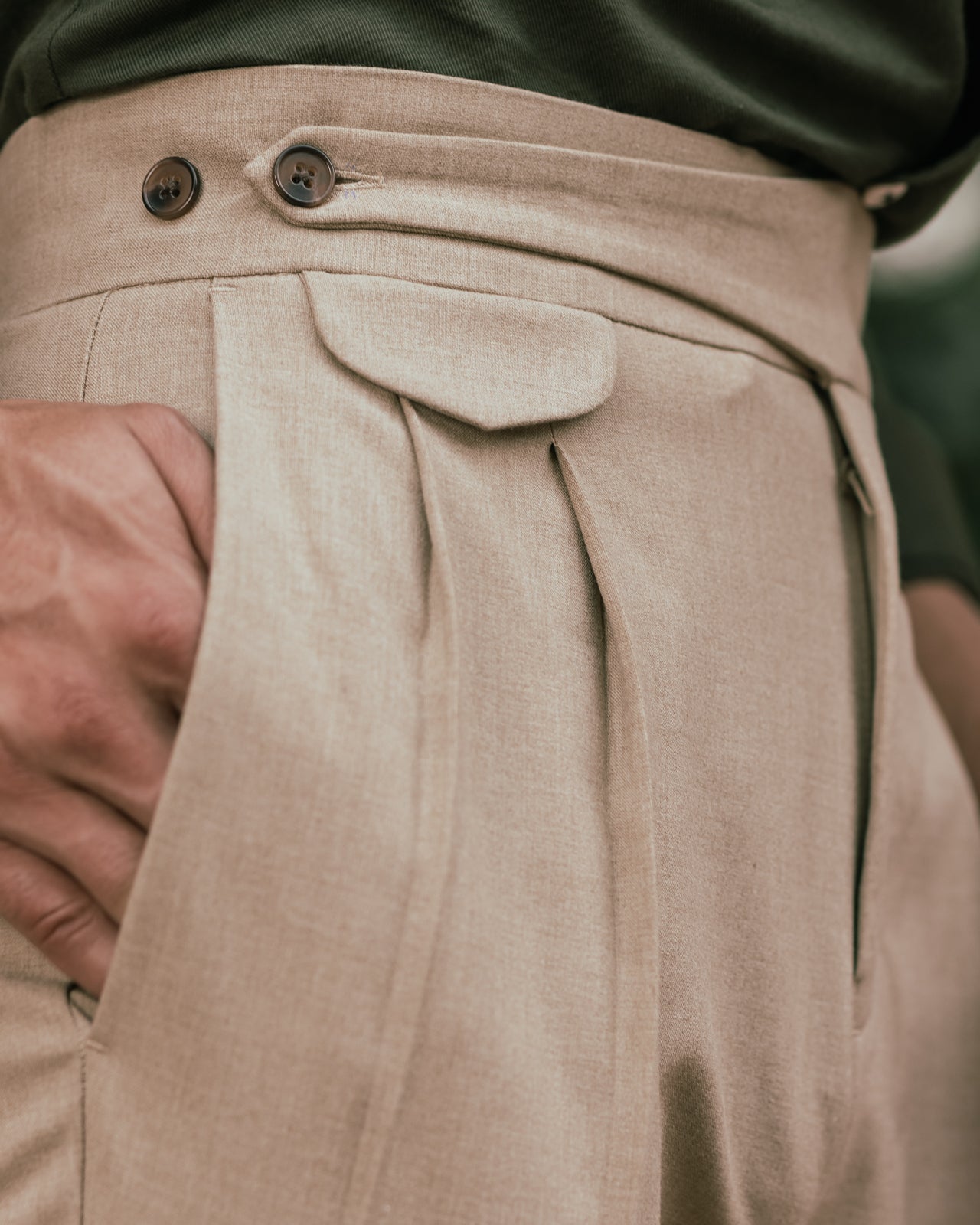 Camel Seville Double Pleated Gurkha Trousers