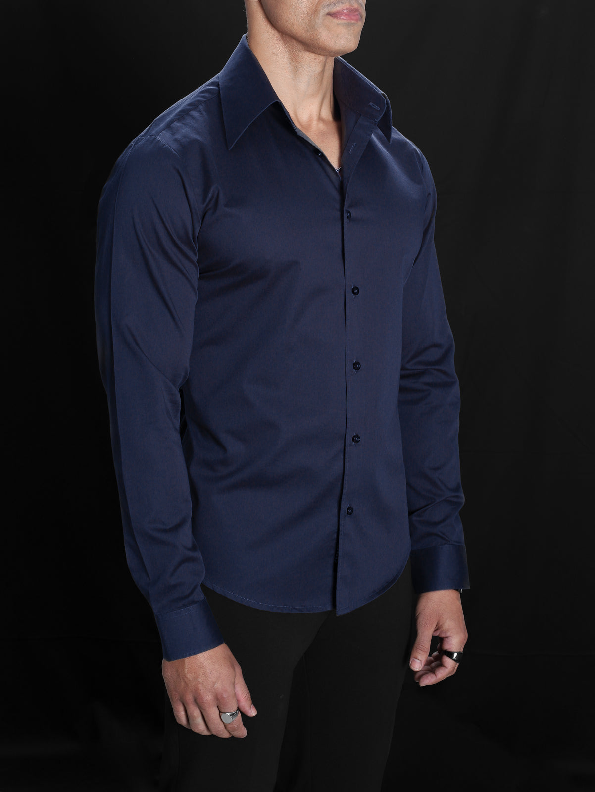 Midnight Blue High Point Collar Shirt