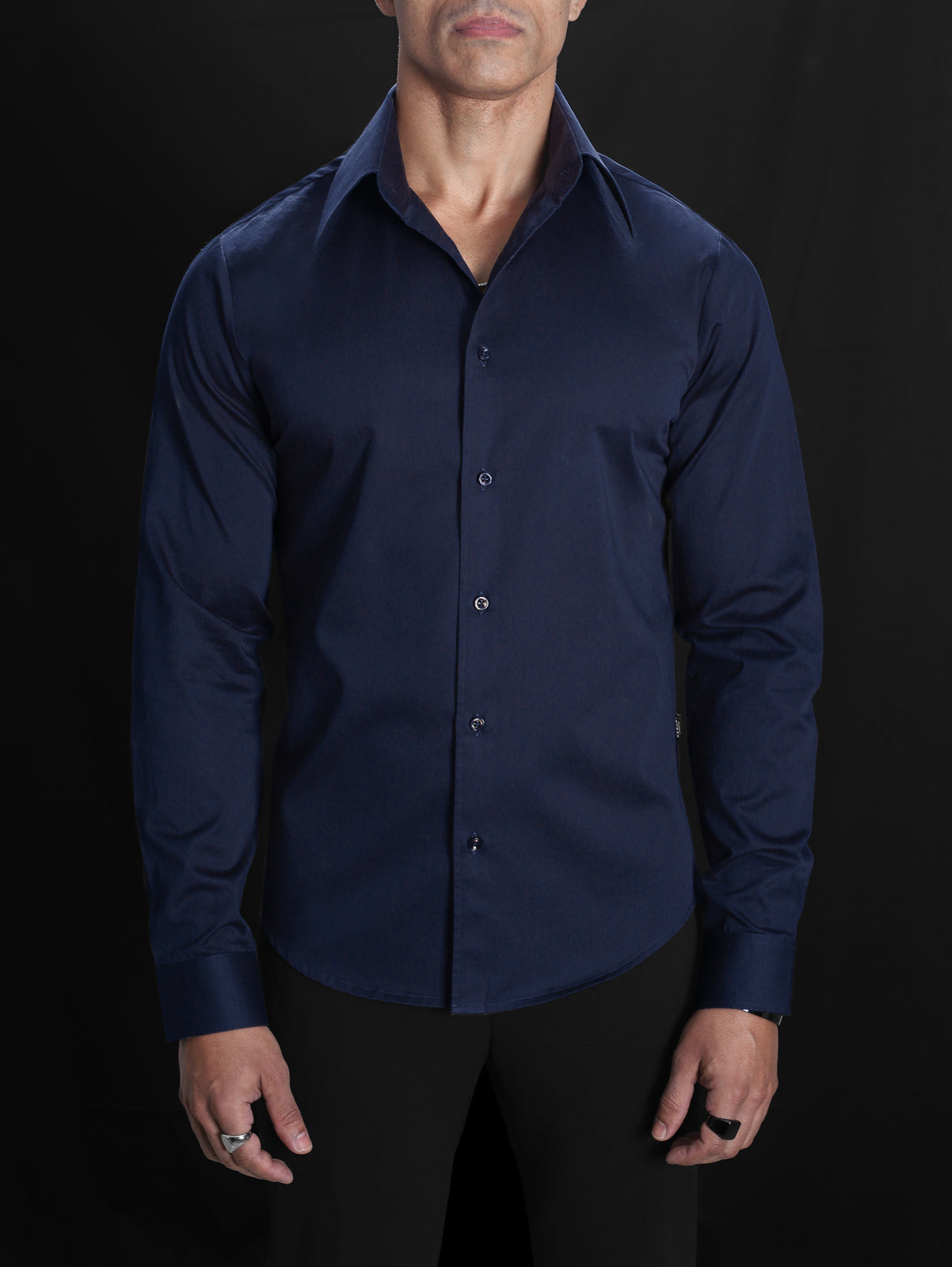 Midnight Blue High Point Collar Shirt