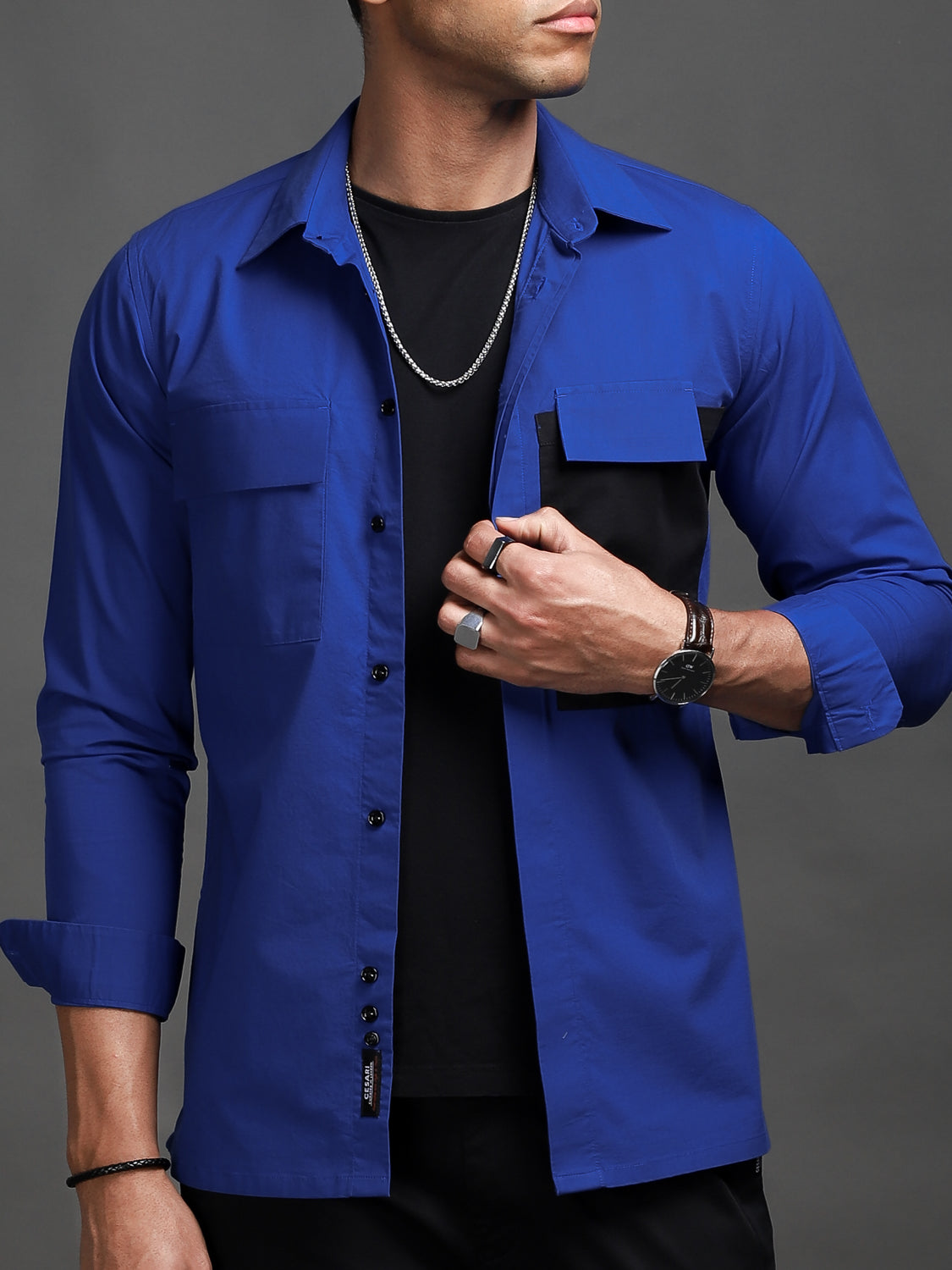 Electric Blue Contrast Pocket Shirt