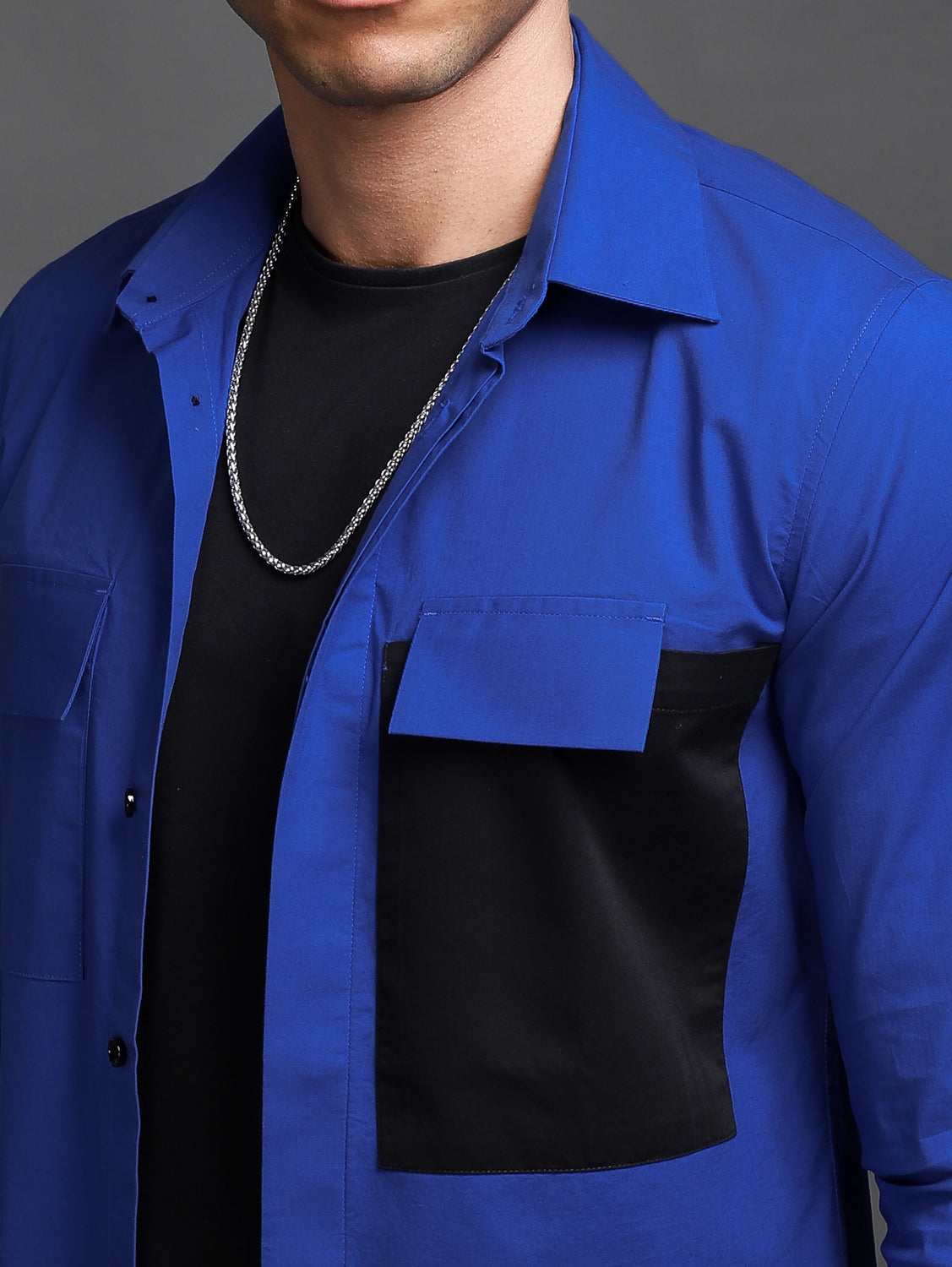 Electric Blue Contrast Pocket Shirt