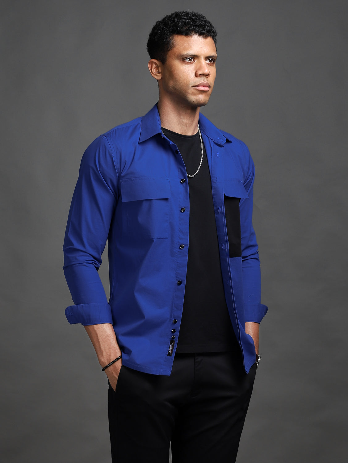 Electric Blue Contrast Pocket Shirt