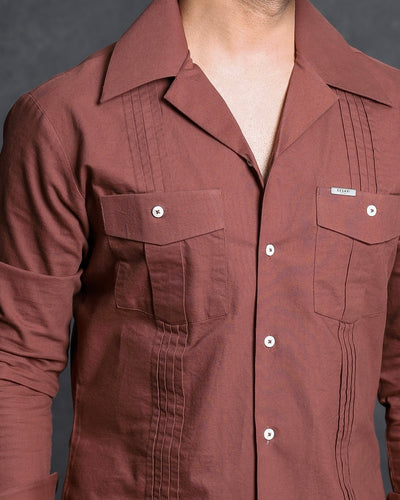 Pantone Rust Pleated Cuban Shirt