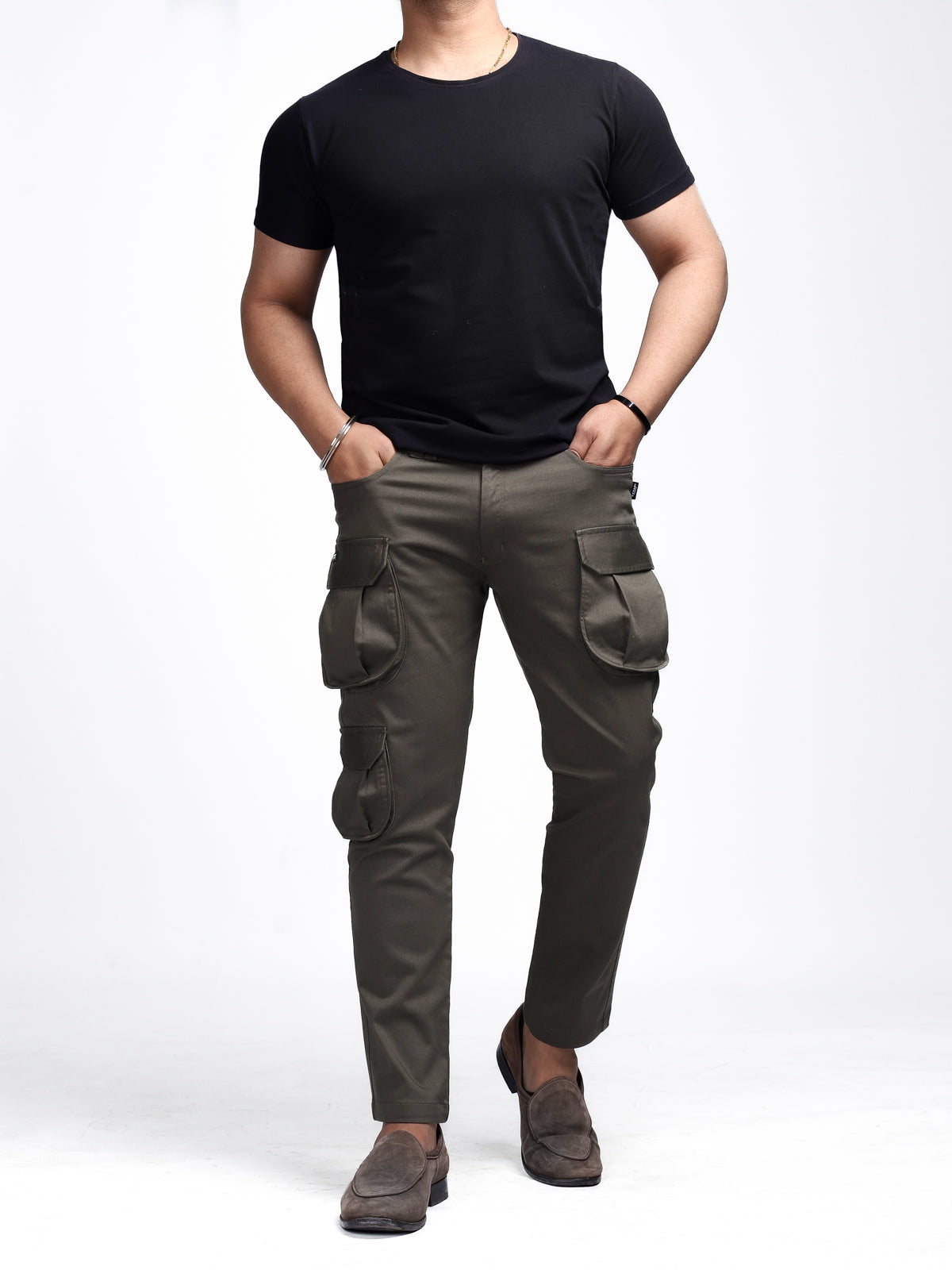 Front Zip Flare Cargo Pants - Olive | mnml | shop now