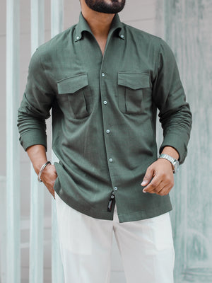 Green - One Piece Button Down Cooper Collar Shirt