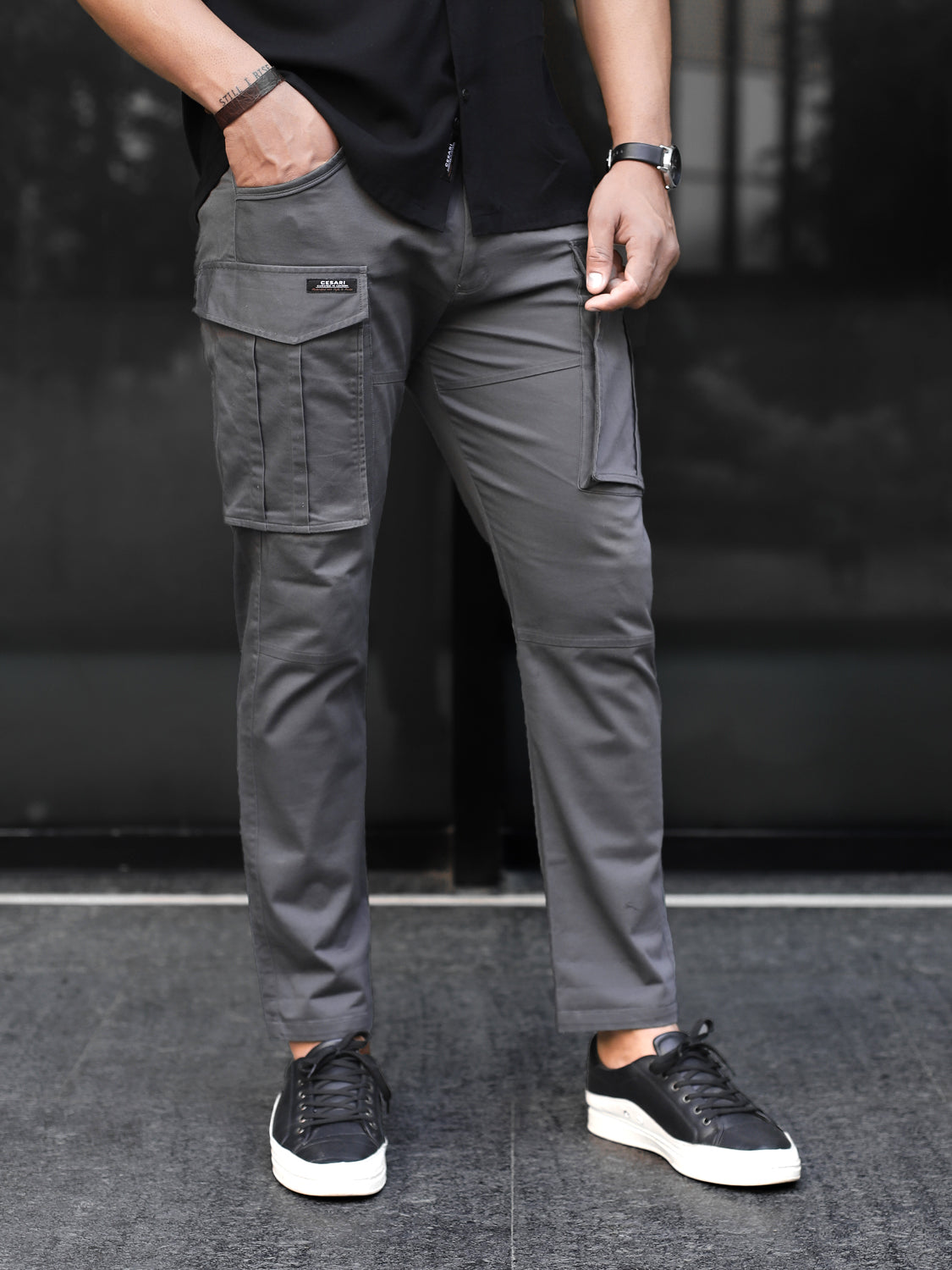 Buy LIFE Mens 6 Pocket Solid Cargo Pants | Shoppers Stop