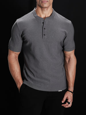 Grey Henley Heavyweight Textured Tshirt