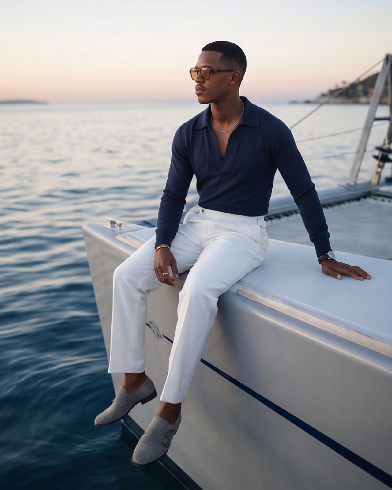 White Italian Trousers (Fit 101 : Tapered Leg - Mid Rise)