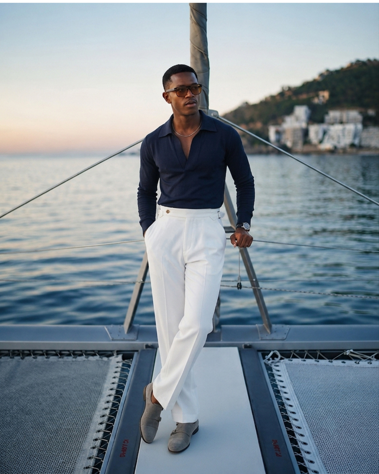 White Italian Trousers (Fit 101 : Tapered Leg - Mid Rise)