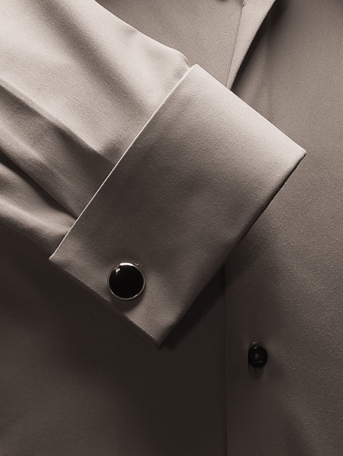 Khaki High Stand Round Point Collar Shirt
