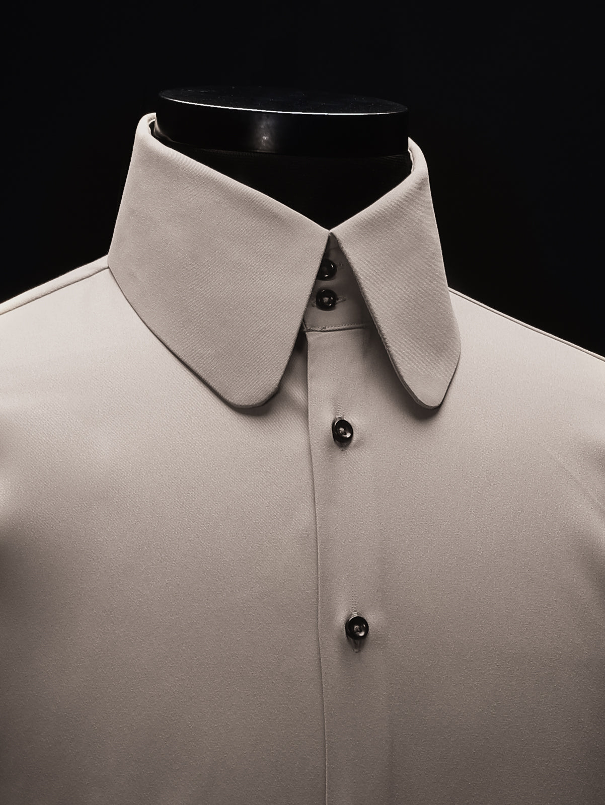 Khaki High Stand Round Point Collar Shirt