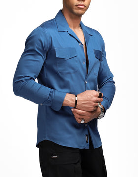 Luxe Blue Cuban Stretch Shirt