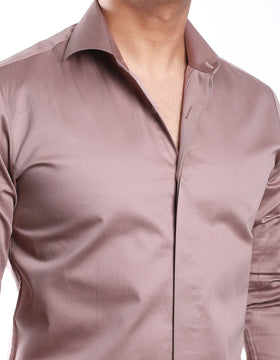 Mauve Cut-Away Collar Minimal Shirt (Premium Collection)