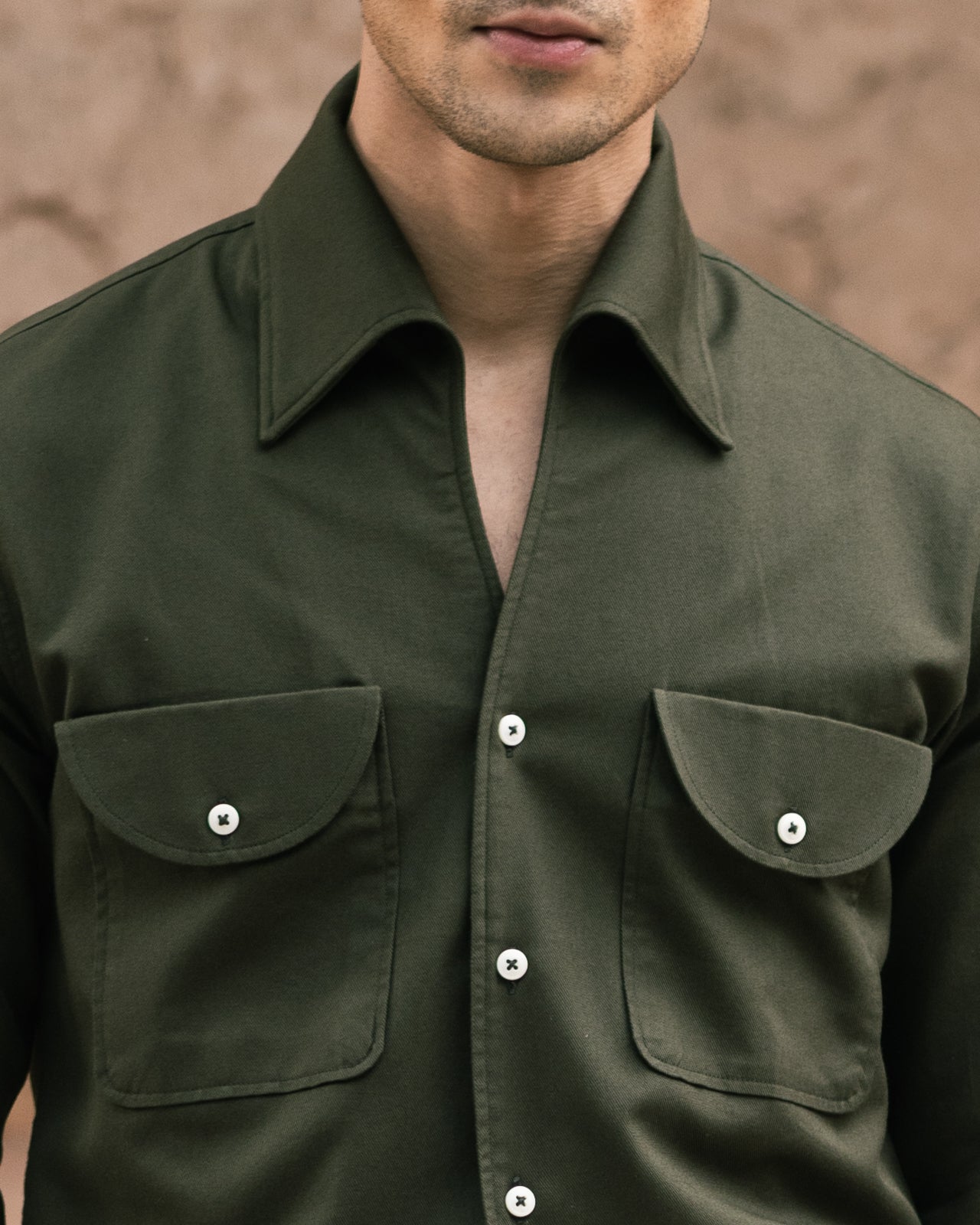 Military Green Cooper Collar Shirt