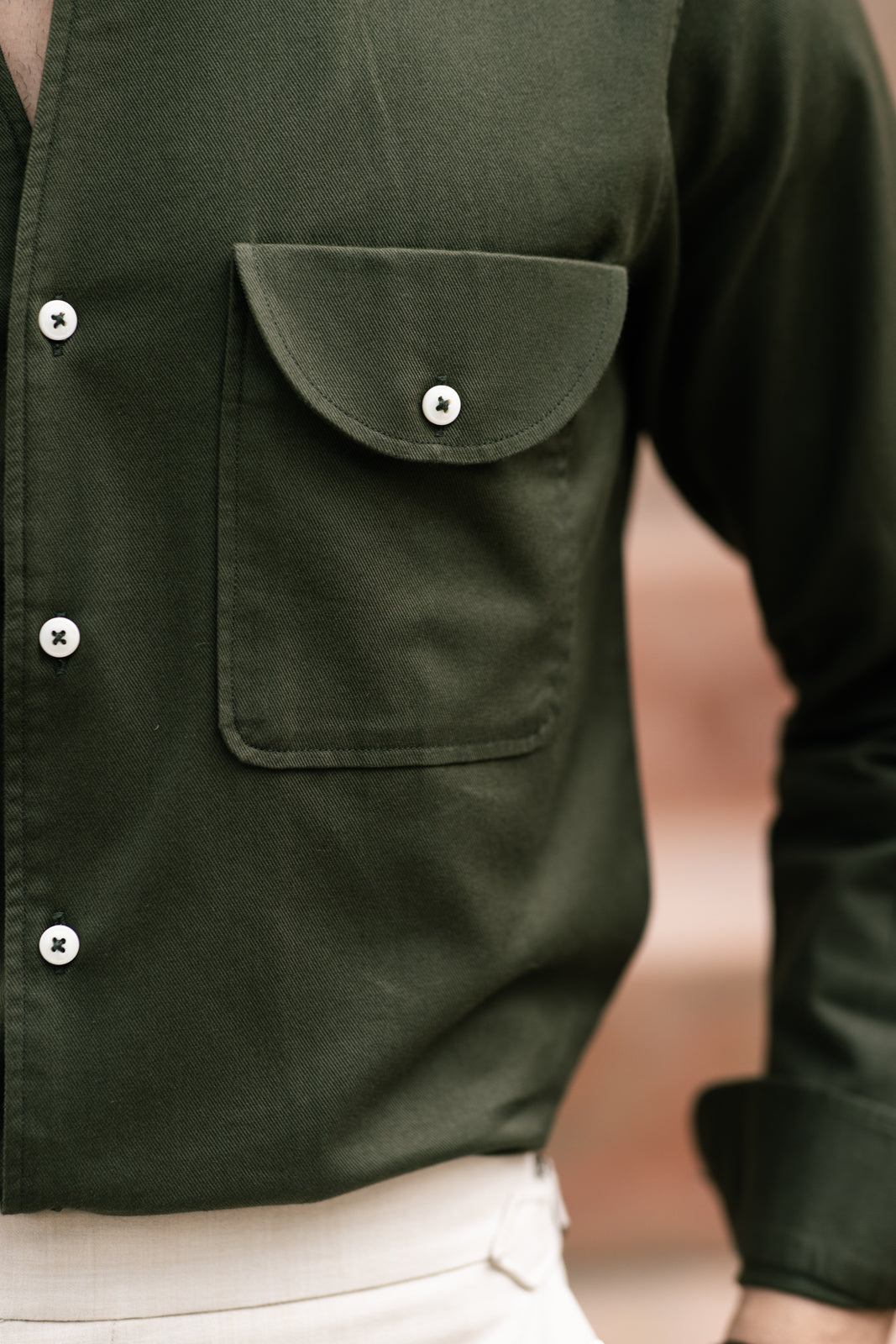 Military Green Cooper Collar Shirt