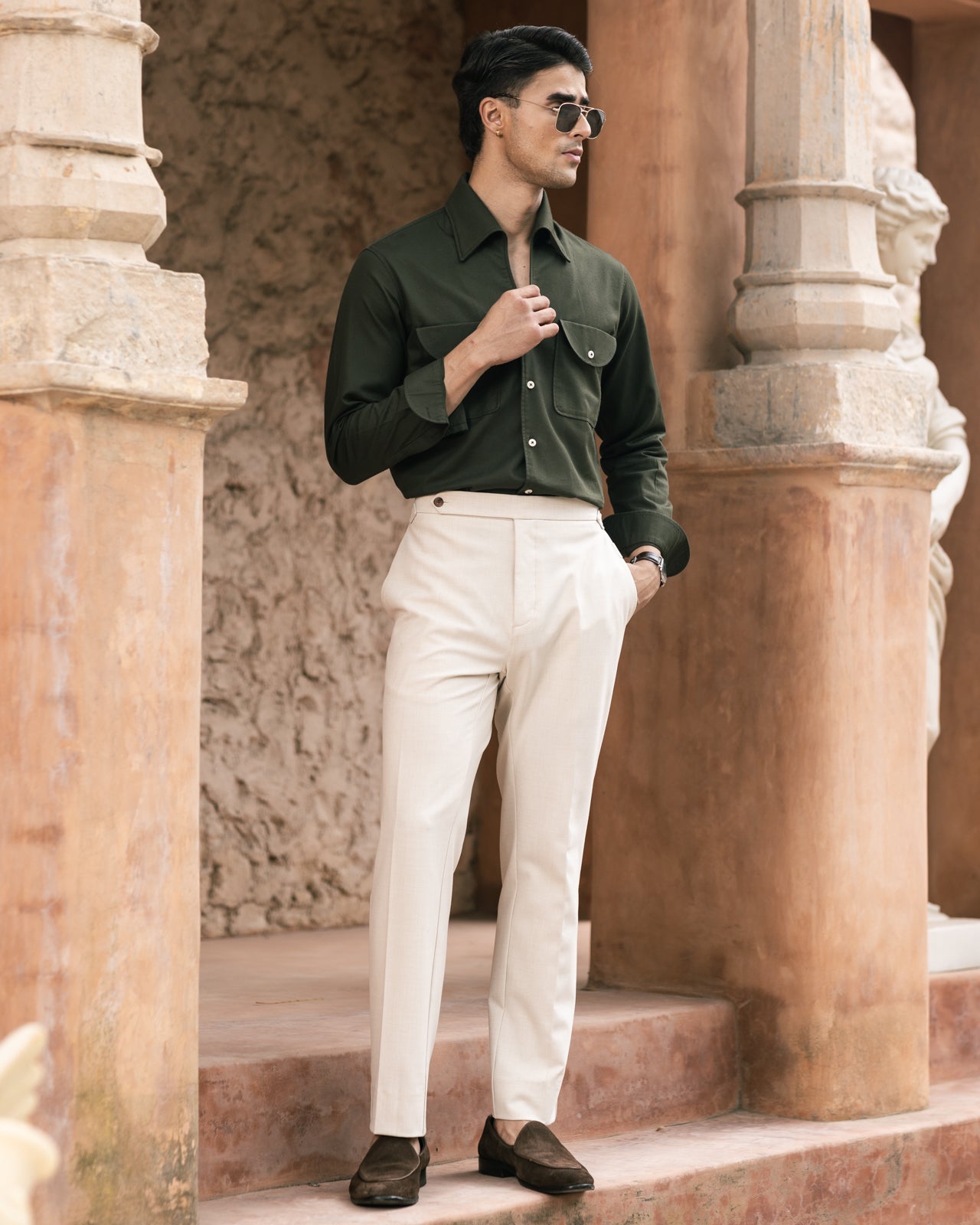 Military Green Cooper Collar Shirt