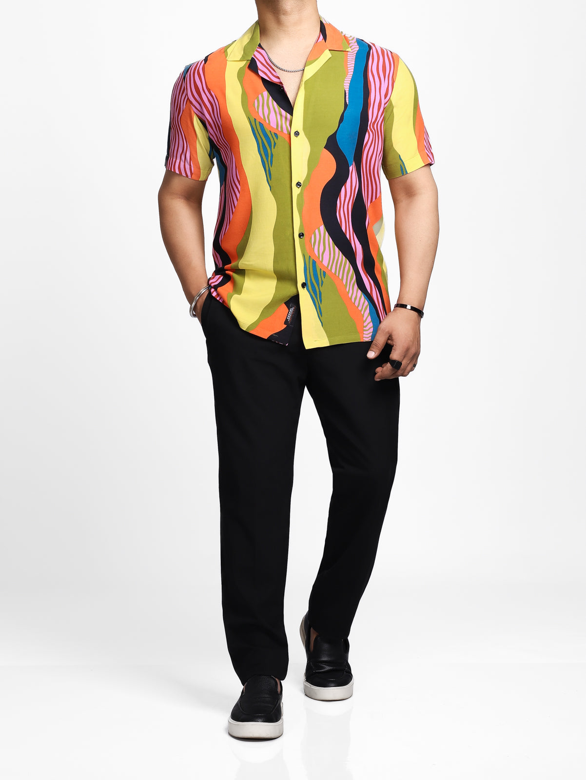 Multicolor Abstract Print Cuban Shirt