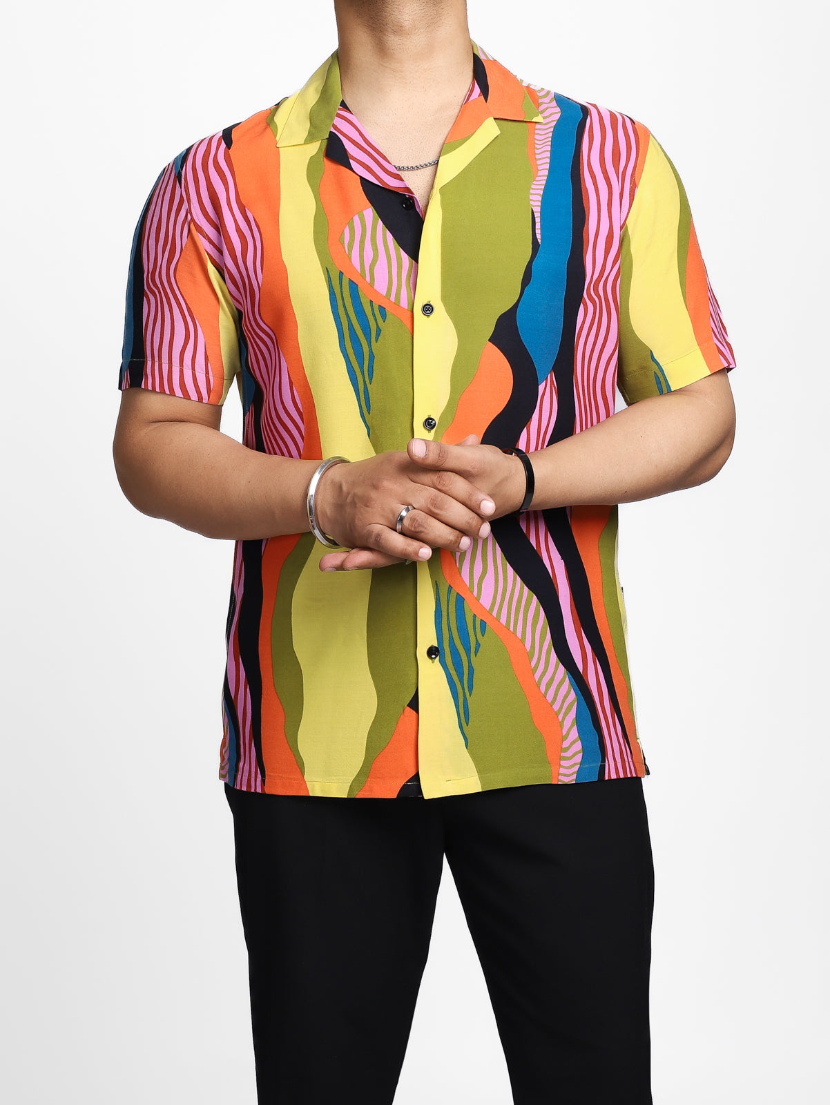 Multicolor Abstract Print Cuban Shirt