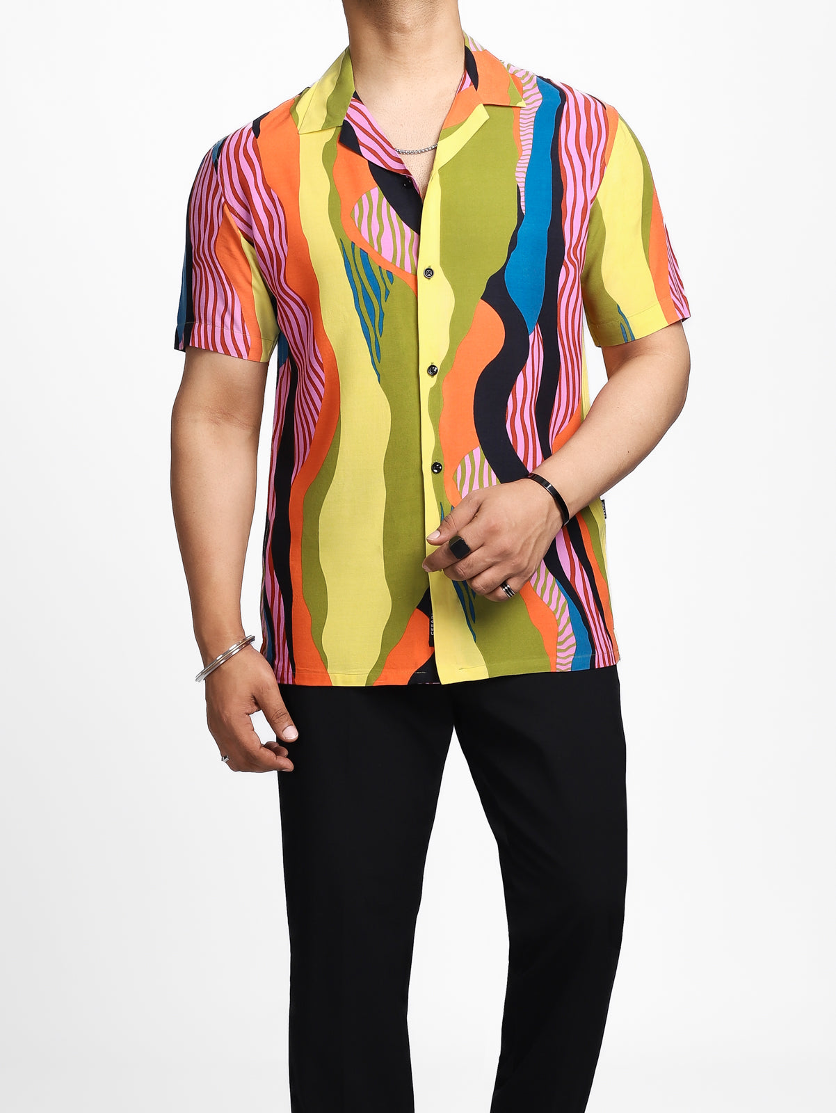 Multicolor Abstract Print Cuban Shirt