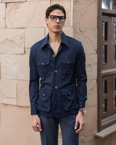 Navy Blue Stefan Field Safari Shirt