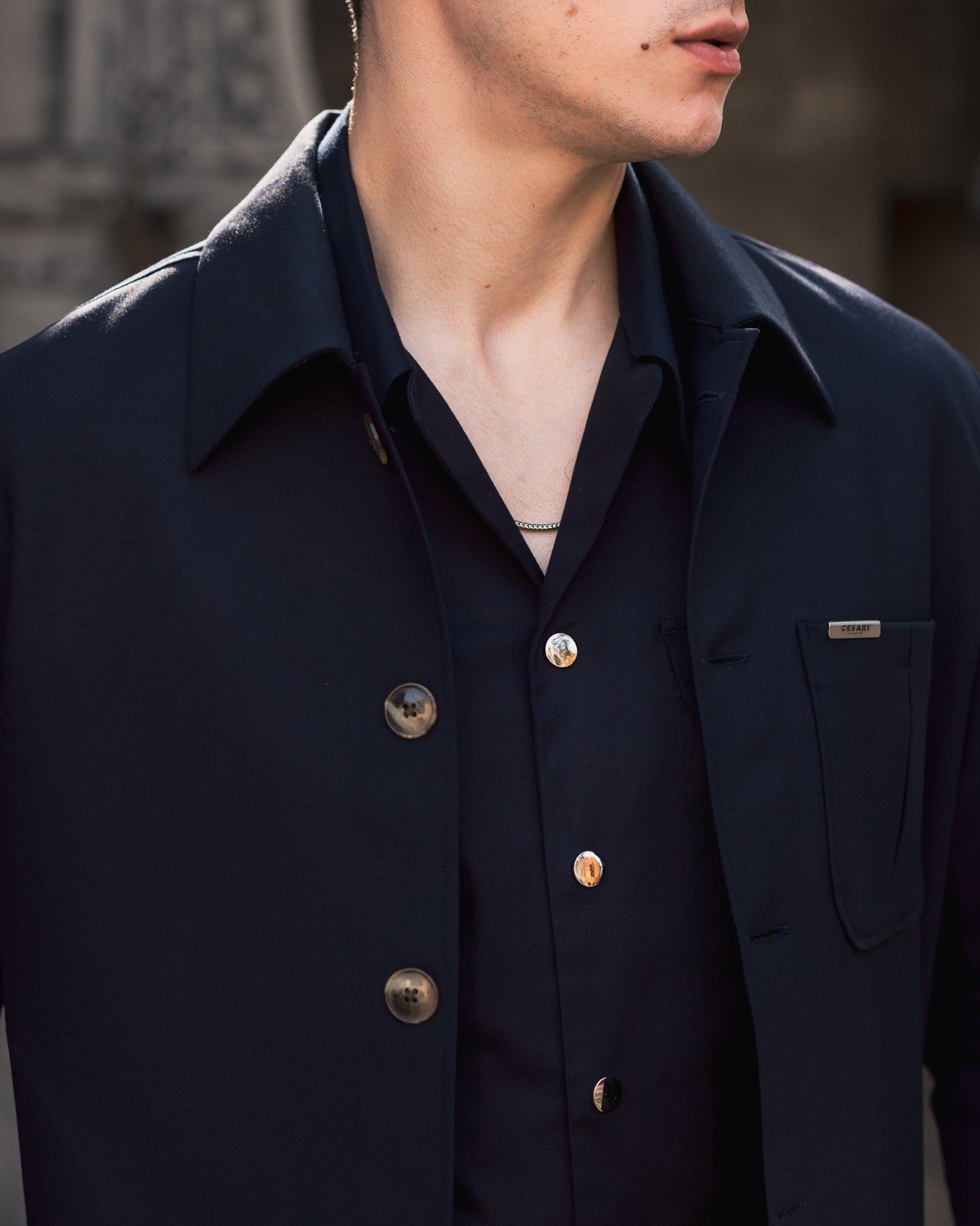 Navy Tailored Trucker Shacket