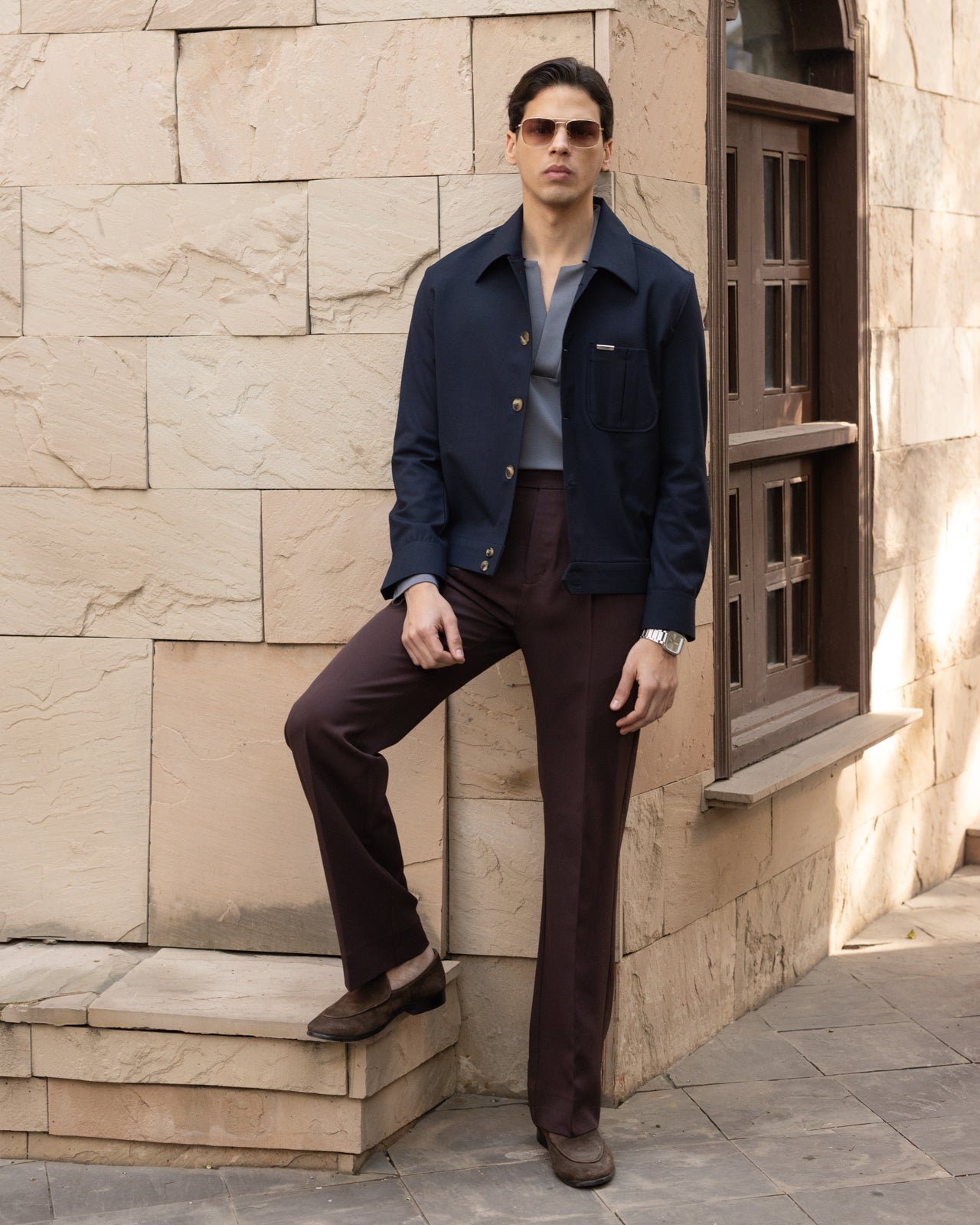 Navy Tailored Trucker Shacket