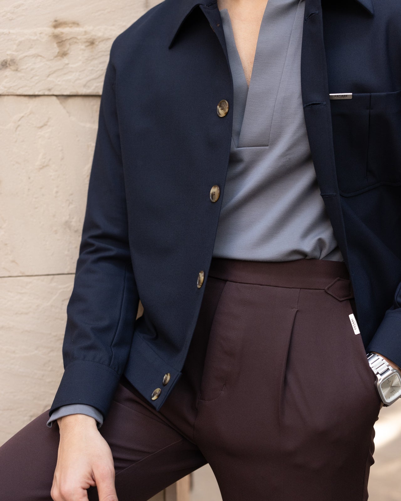 Navy Tailored Trucker Shacket