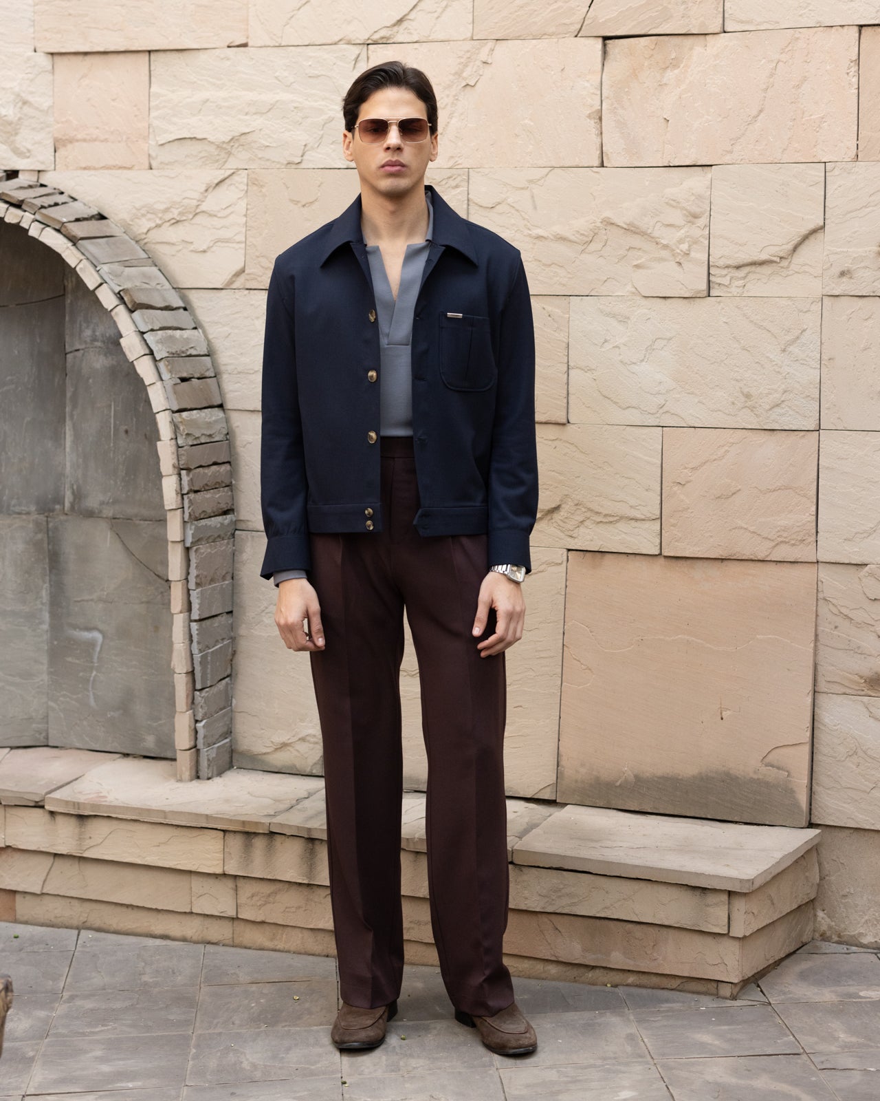 Navy Tailored Trucker Shacket