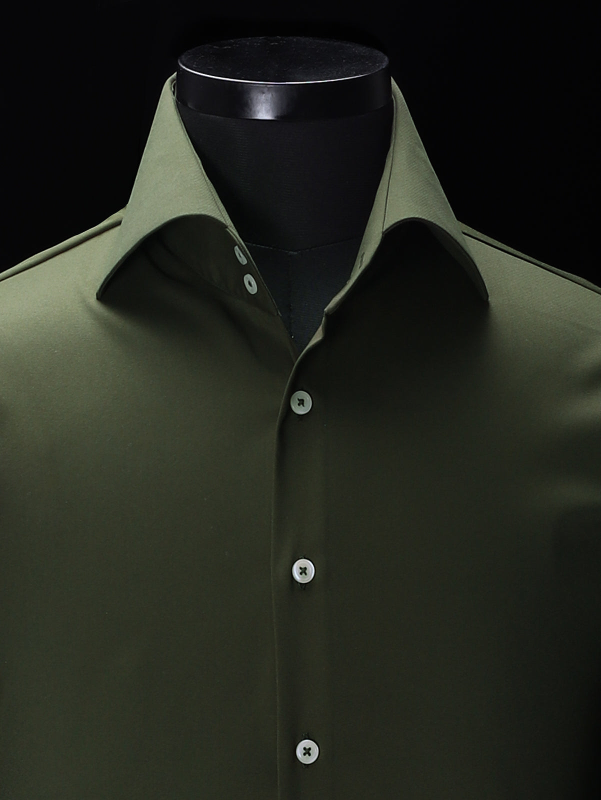 Olive Green 2-Buttons High Point Cut Away Collar Shirt