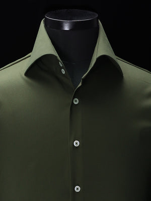 Olive Green 2-Buttons High Point Cut Away Collar Shirt