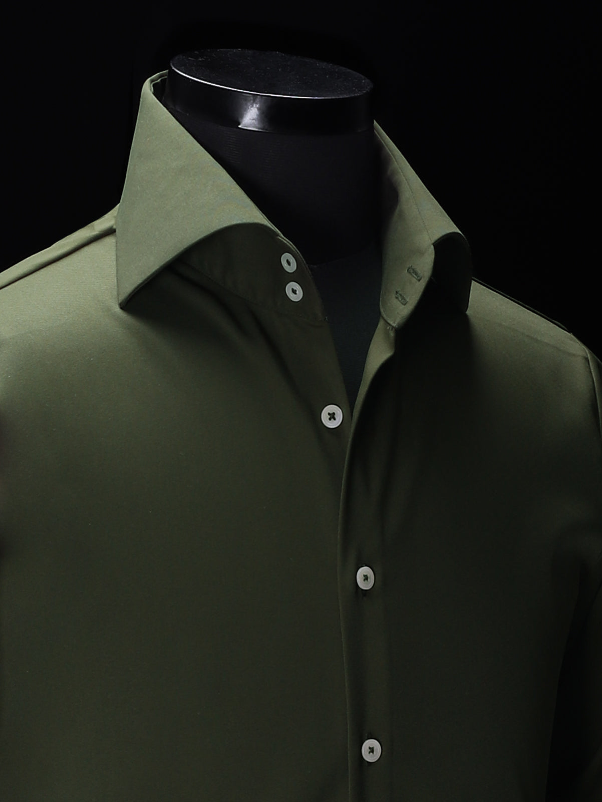 Olive Green 2-Buttons High Point Cut Away Collar Shirt