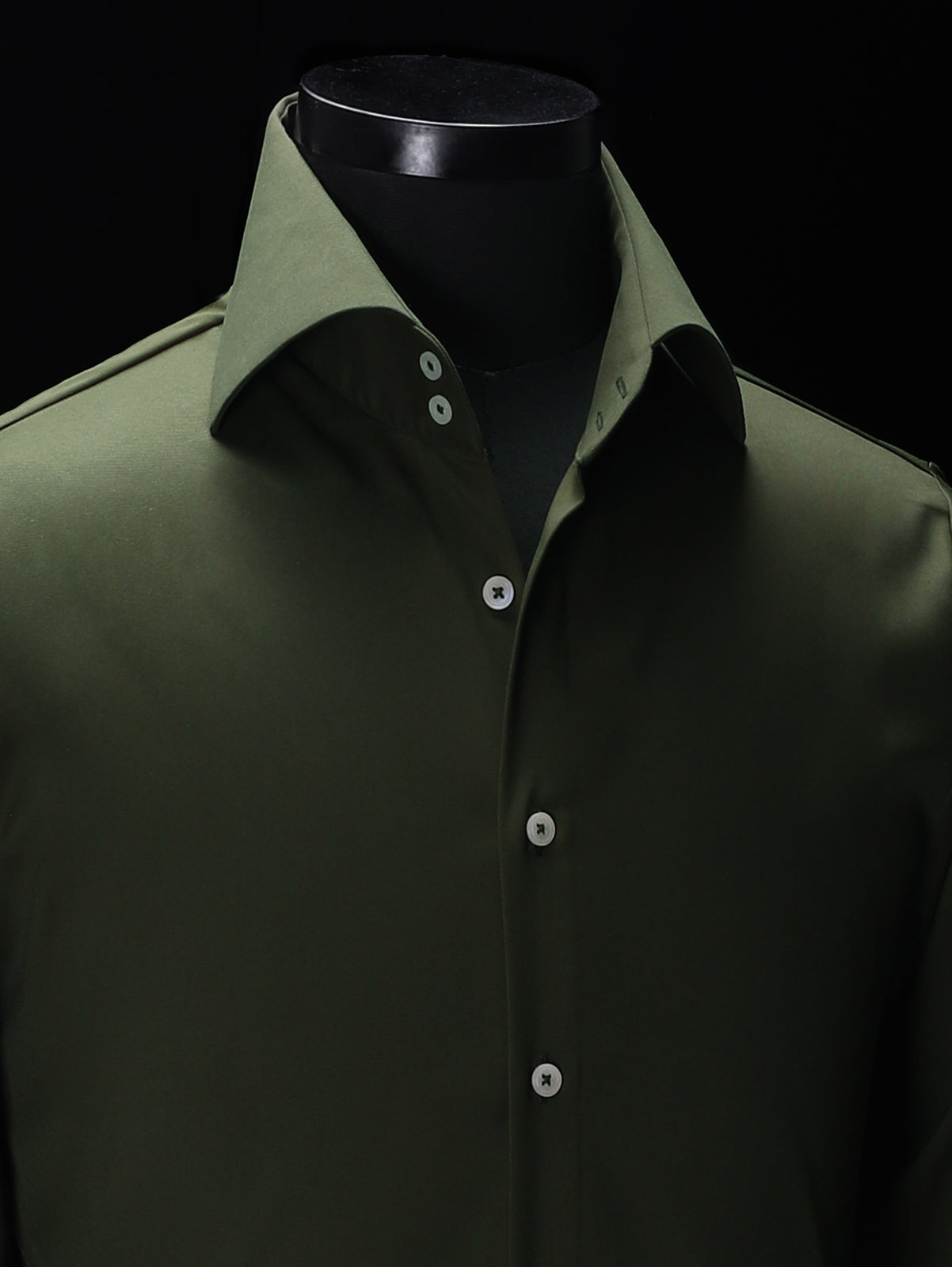Olive Green 2-Buttons High Point Cut Away Collar Shirt