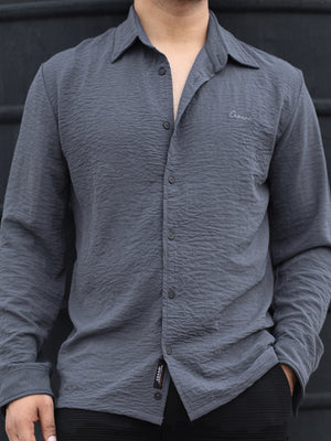 Grey Crease Effect Relaxed Shirt