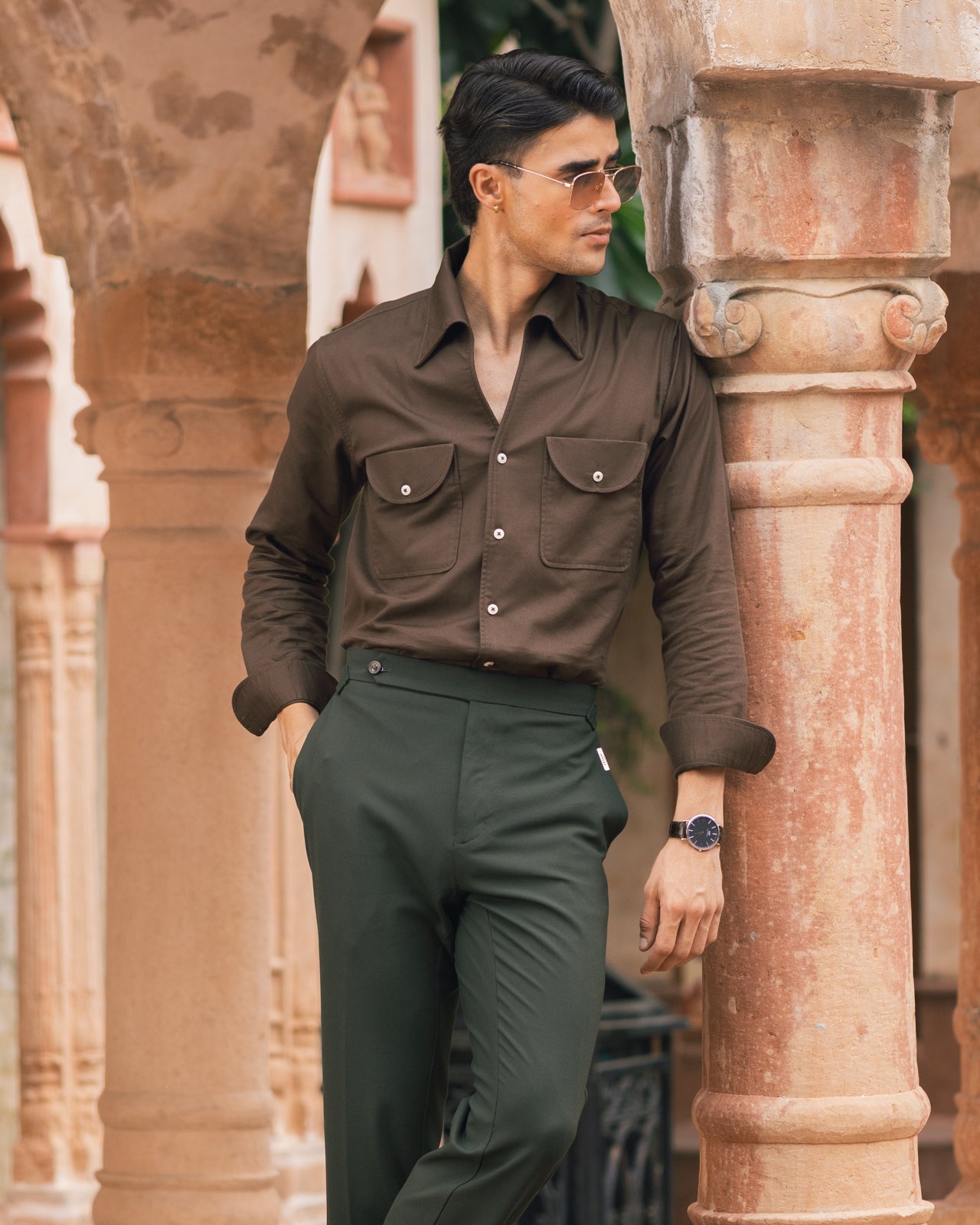 Olive Brown Cooper Collar Shirt