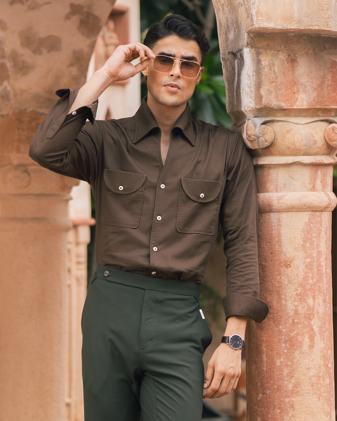 Olive Brown Cooper Collar Shirt