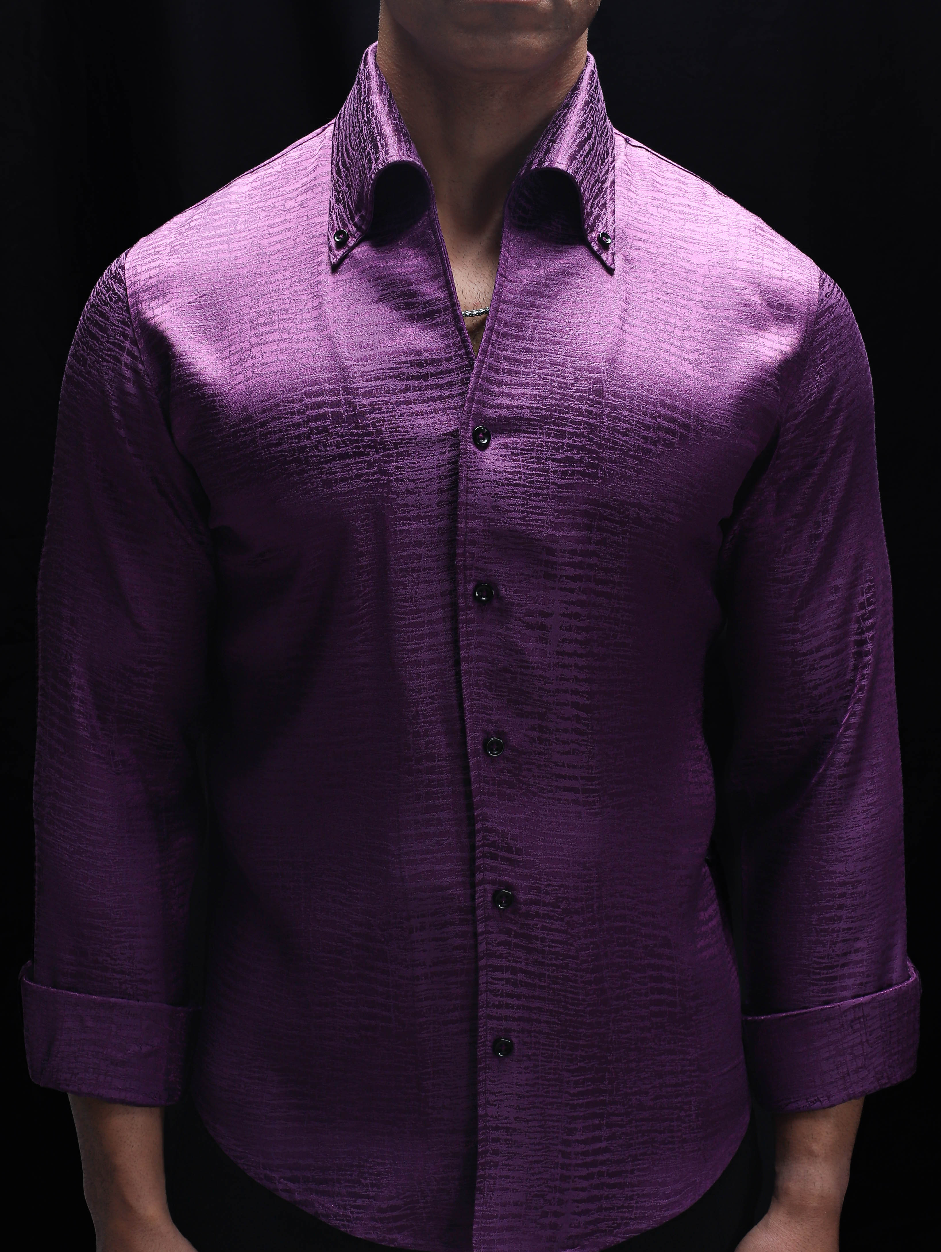 Plum Bronx Jacquard Cooper Collar Shirt