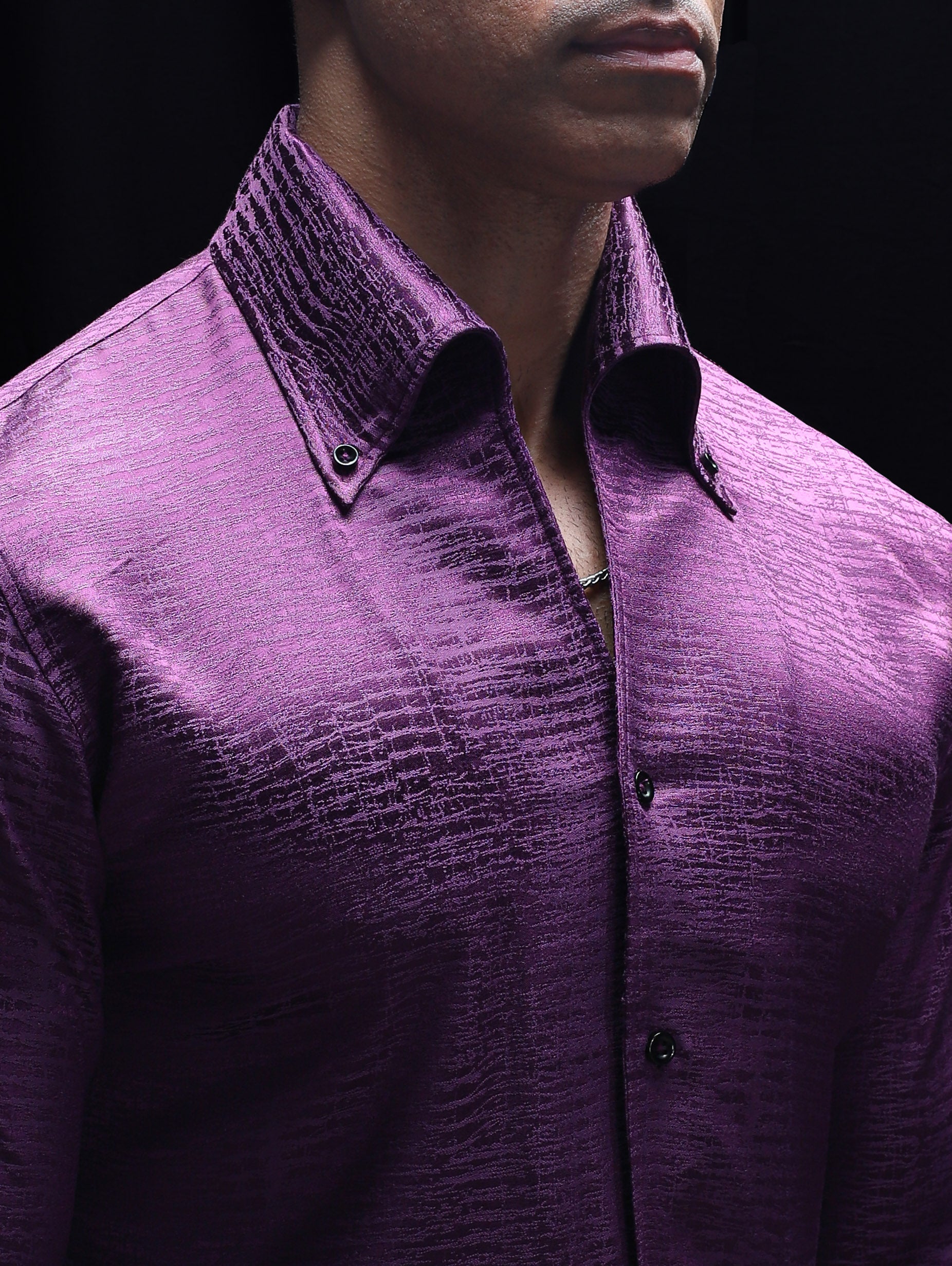 Plum Bronx Jacquard Cooper Collar Shirt