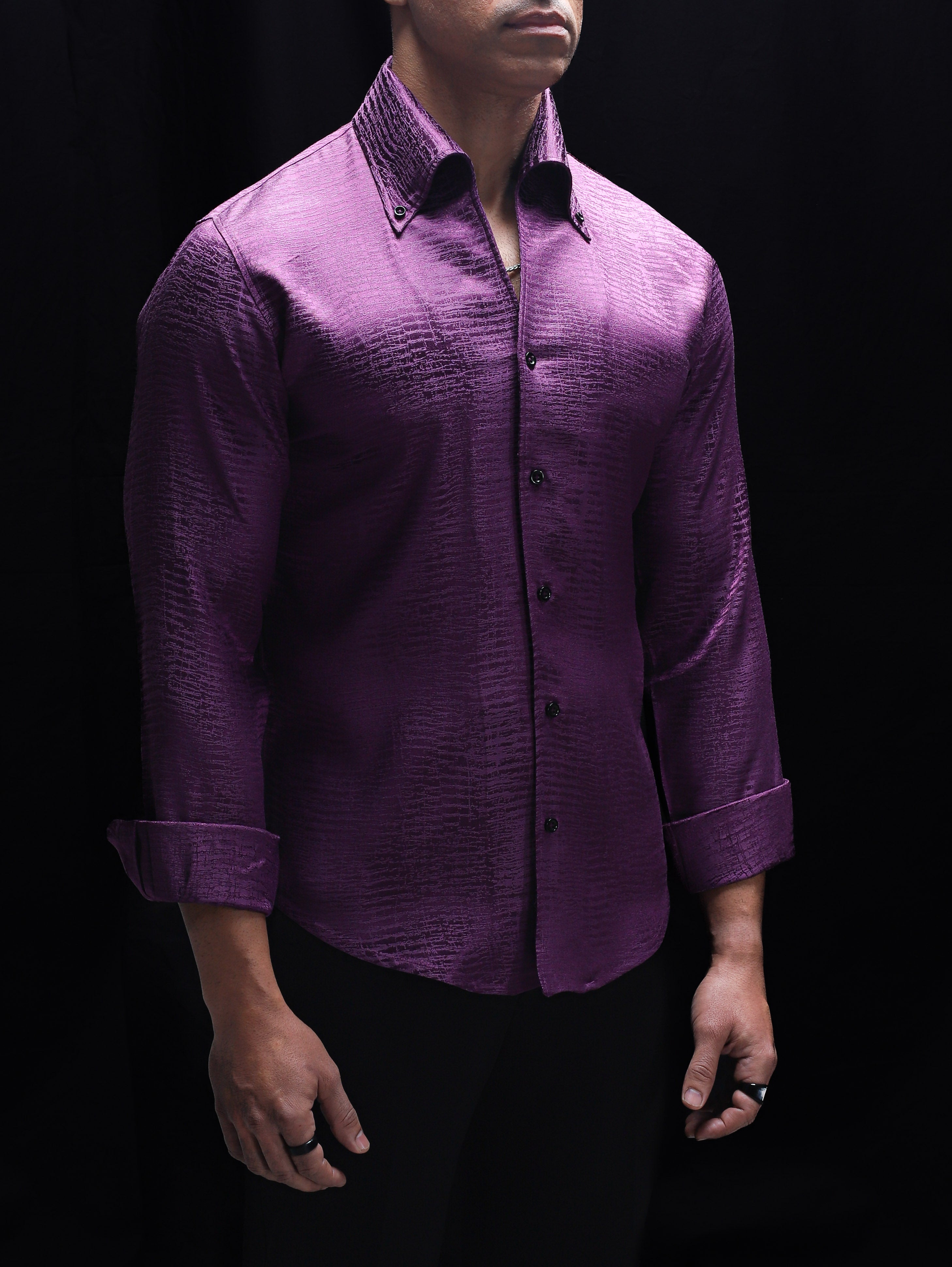 Plum Bronx Jacquard Cooper Collar Shirt