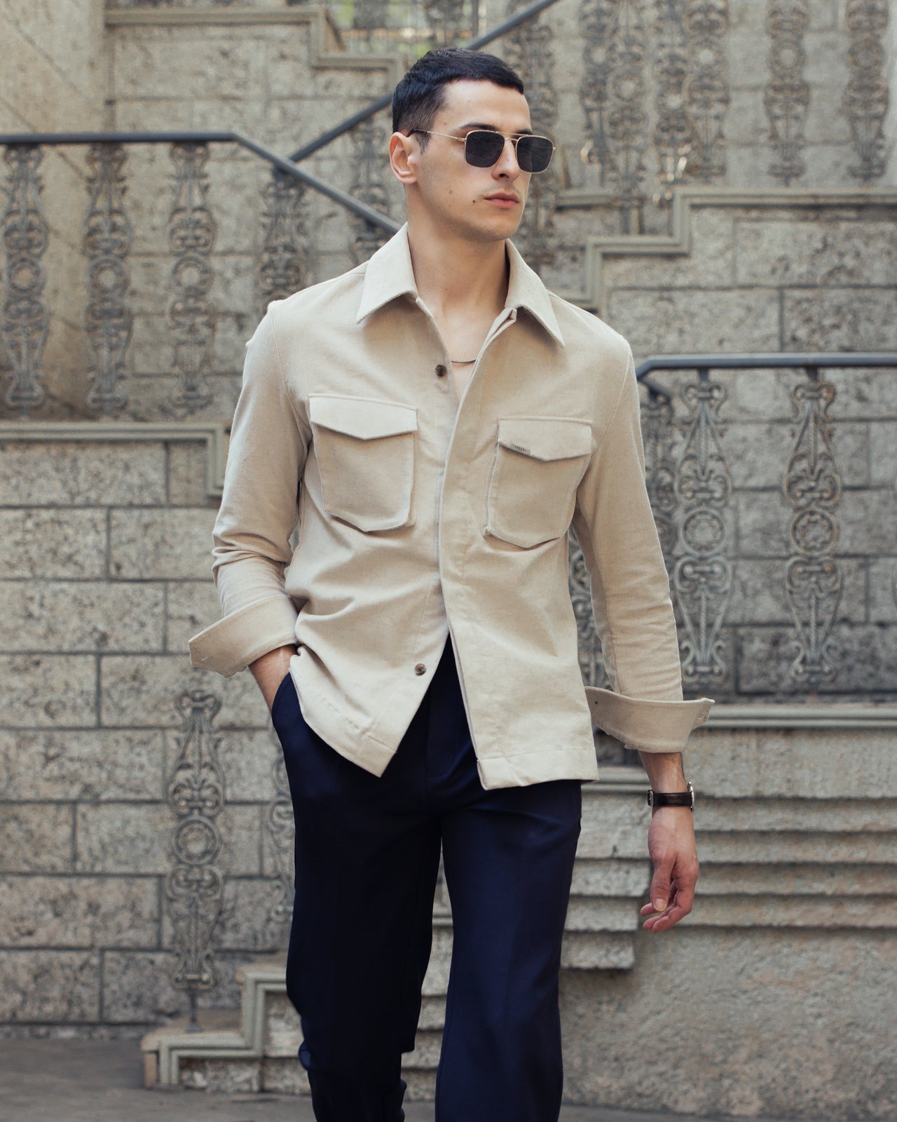 Pearl Beige Corduroy Elevated Shirt (Limited Edition)