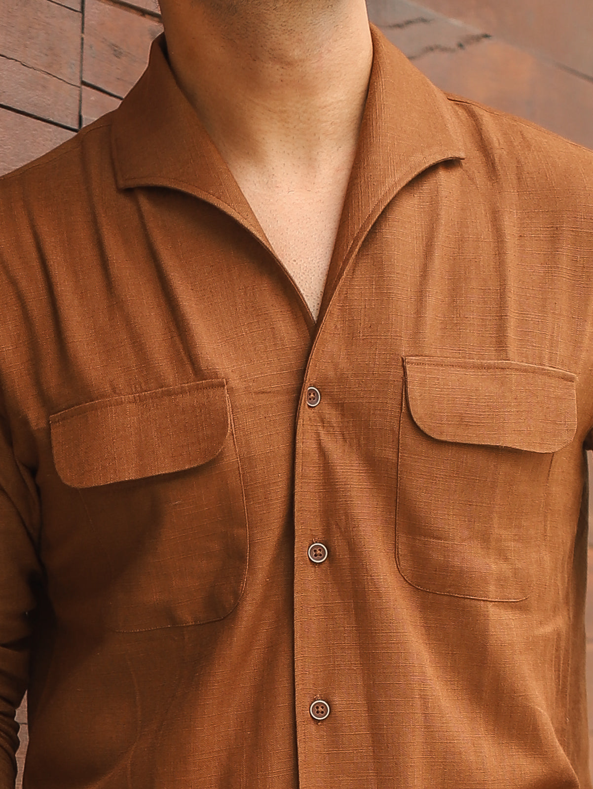Rust - One Piece Lapel Cooper Collar Shirt