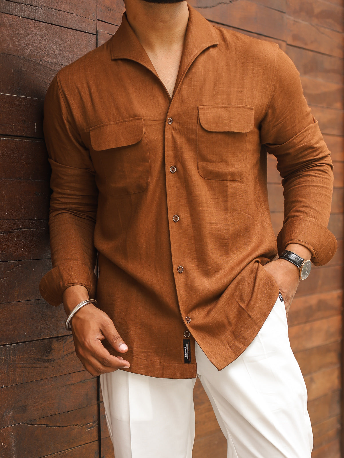 Rust - One Piece Lapel Cooper Collar Shirt