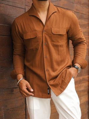Rust - One Piece Lapel Cooper Collar Shirt