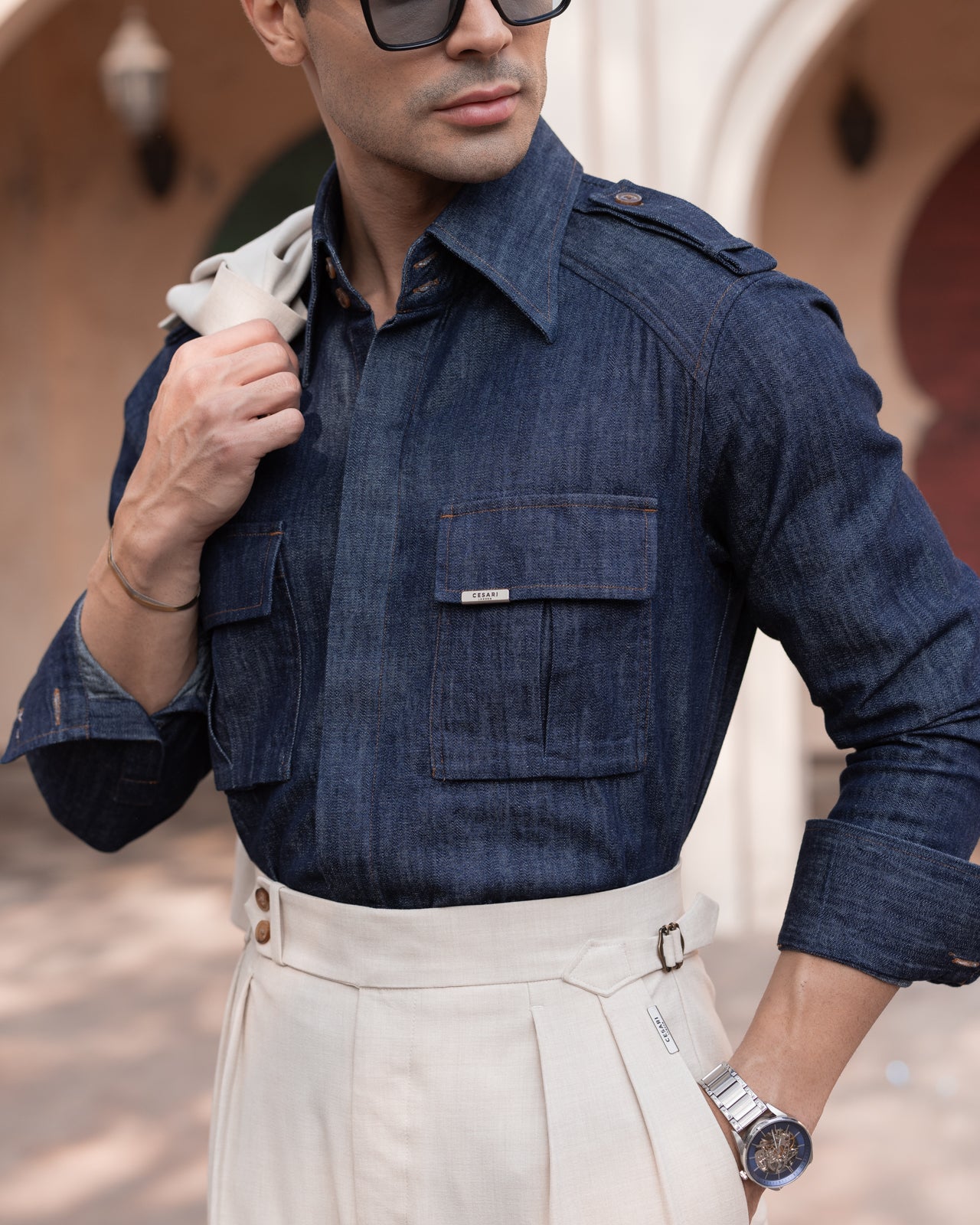 60’s Raw Denim Topstitched Field Shirt