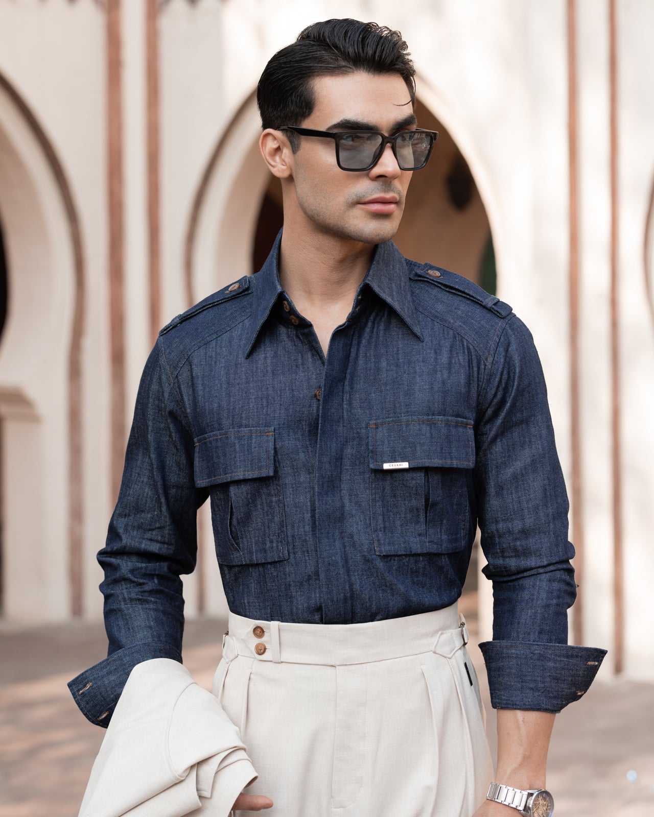 60’s Raw Denim Topstitched Field Shirt